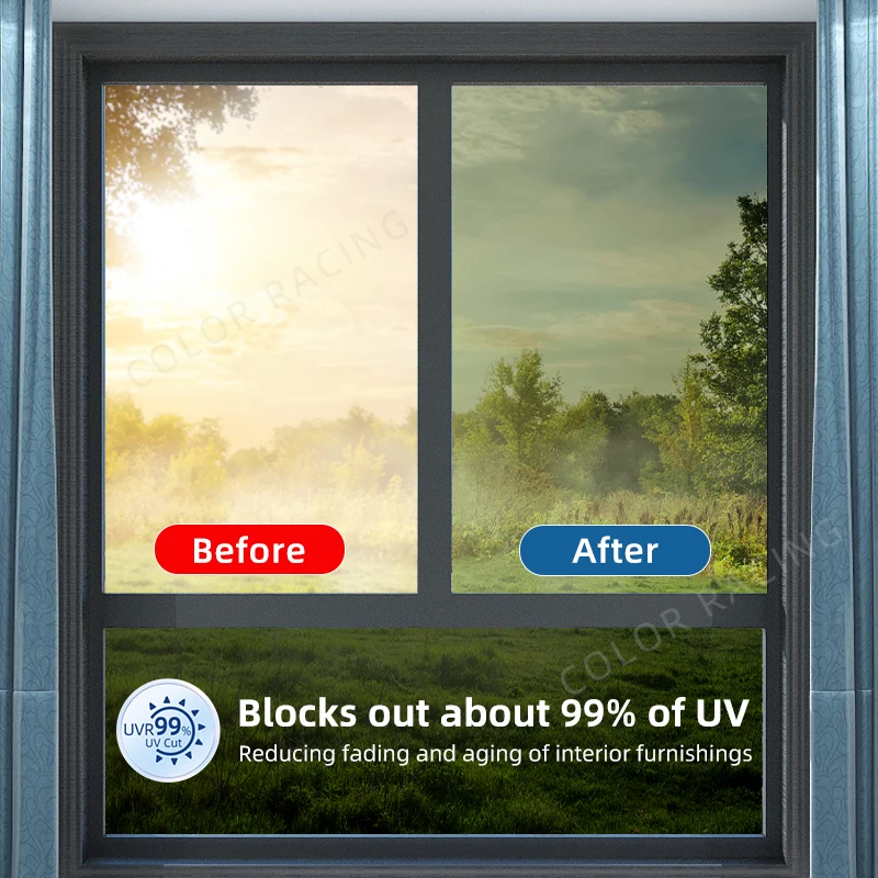 Односторонняя оконная пленка дневная конфиденциальность теплоизоляция антиуф светоотражающий зеркальный оттенок для окна дома неклейкий самостатический светильник