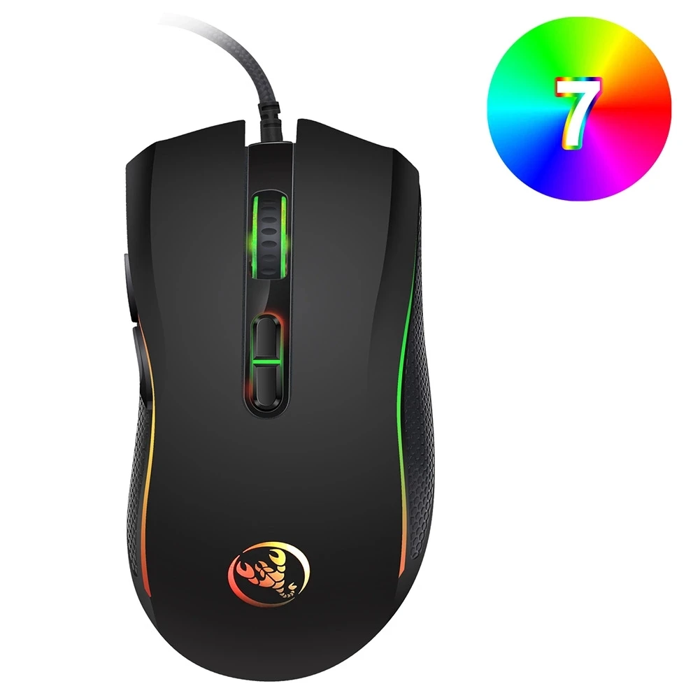 2020 Hot Selling A869 7 Colors Led Glowing Optical USB Wired Mouse Computer Accessories 7 Buttons Gaming Mouse For PC Laptop