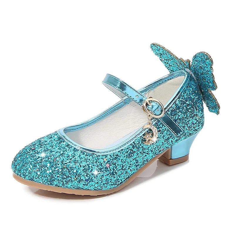 Новое поступление, кожаные туфли для маленьких девочек с кристаллами, с мягкой подошвой и блестками, Детские праздничные туфли принцессы