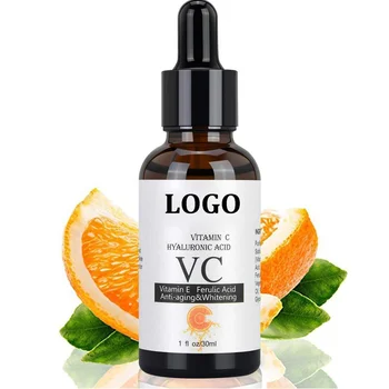 Private Label Anti-Aging 20% Vitamin C Face Serum Hyaluronic Acid Aloe Vera Herbal Green Tea Liquid Whitening Wholesale