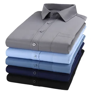 High Quality Men's Casual Long Sleeve Shirt Large Size Quick Dry Twill Fabric Breathable Ice Silk for Spring