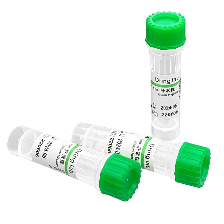 1ml Medical Micro Blood Collection Tube Lithium Heparin Disposable