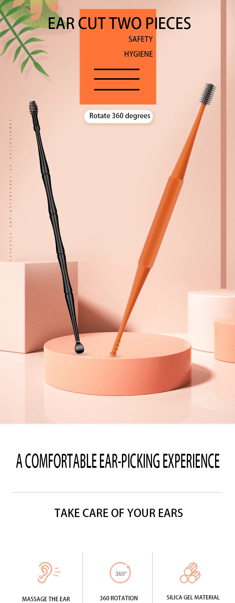 product factory made custom color ear wax removal kit beauty stainless steel ear cleaning tool-1