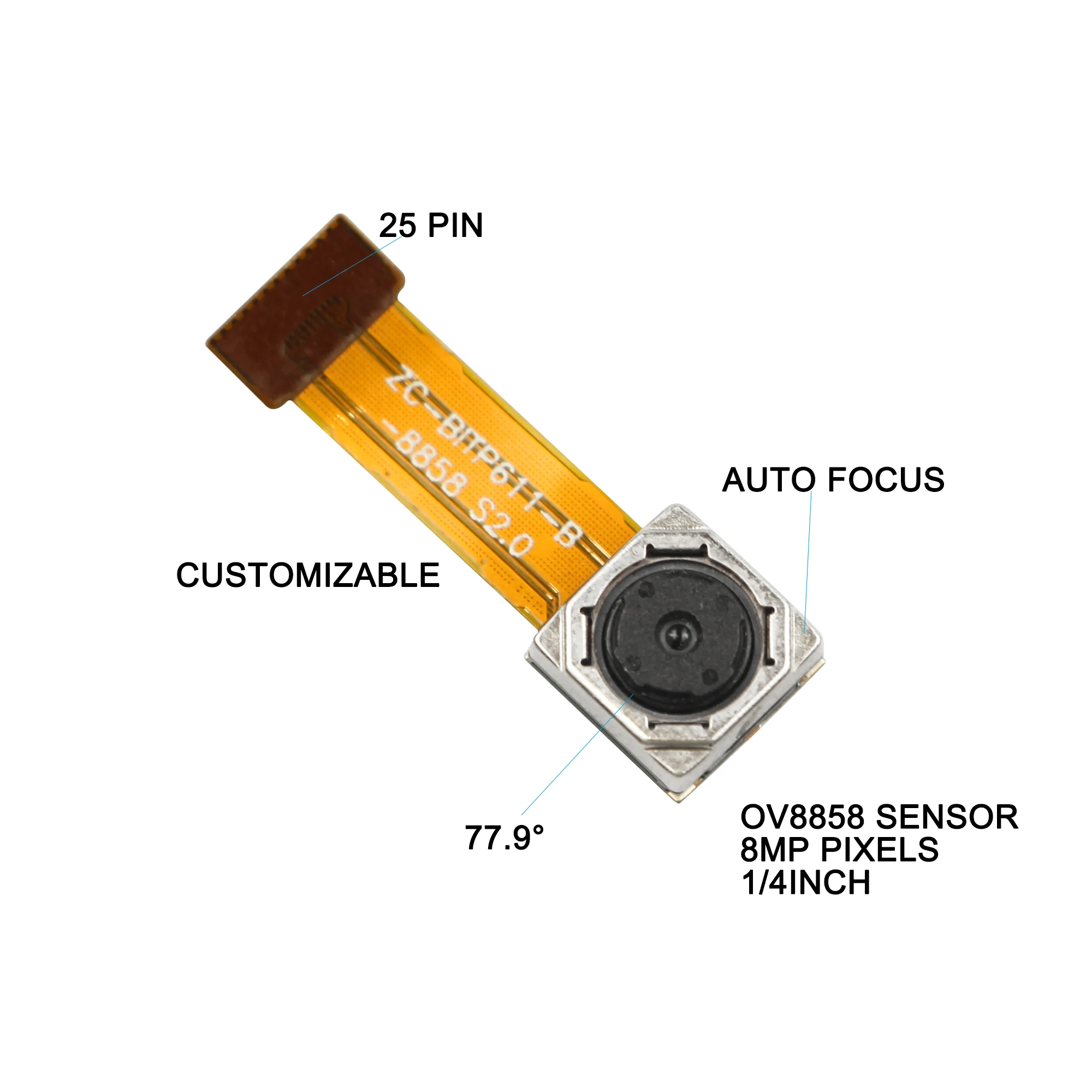 TOP Quality Haozhou MK1412 OV8858 8MP 30FPS HDR Fixed Focus MIPI Micro Camera Module for Cellular Phone Rear Camera QR Code