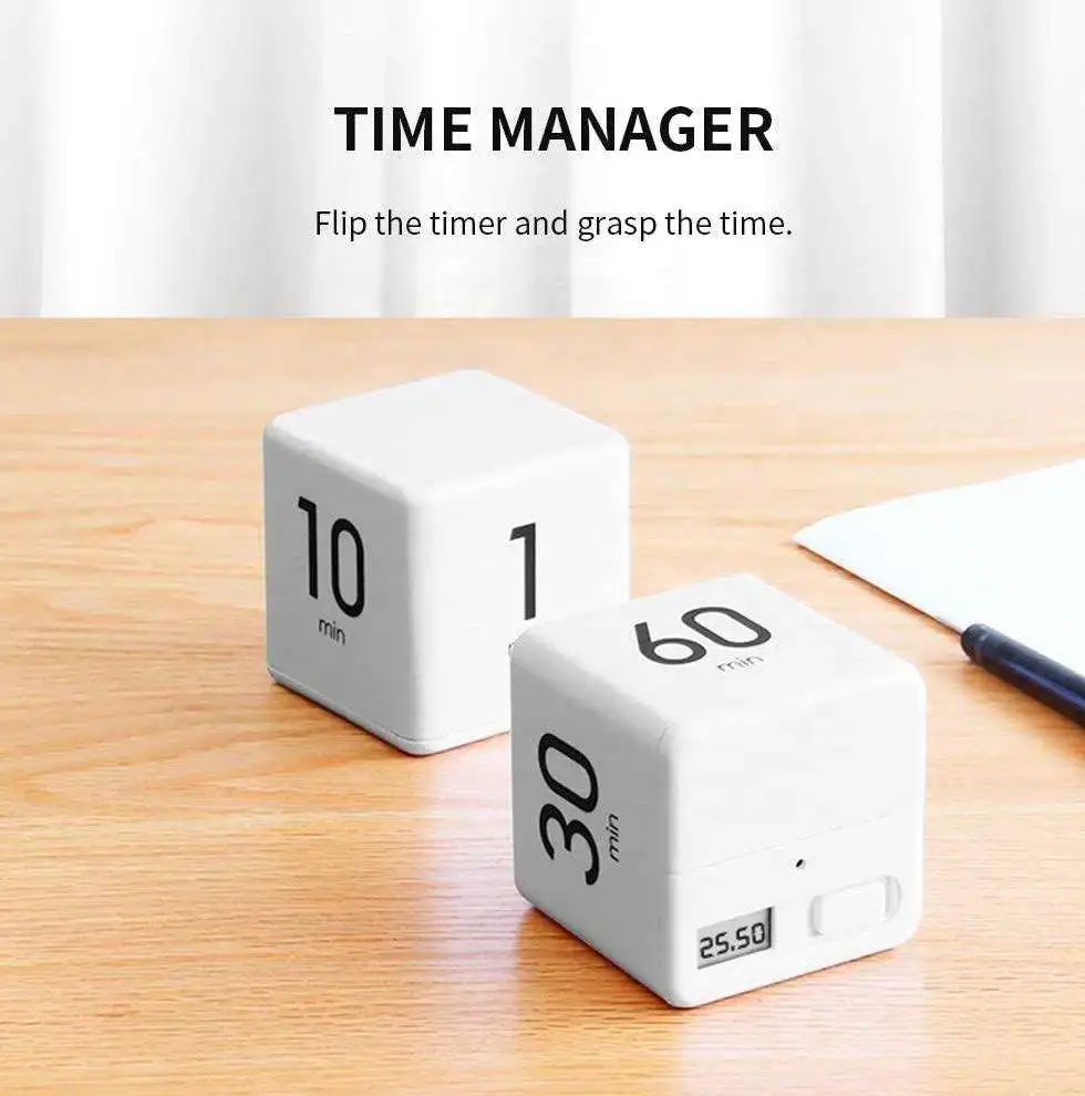 Custom Study Cube Rotating Timer Workout Productivity Pomodoro Timer Digital Flip Kitchen Countdown Timer for Children