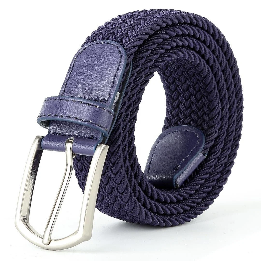 Custom Logo Knit Web Golf Stretch Fabric Braid Canvas Woven Elastic Belt for Men Women Golf Jeans Pants