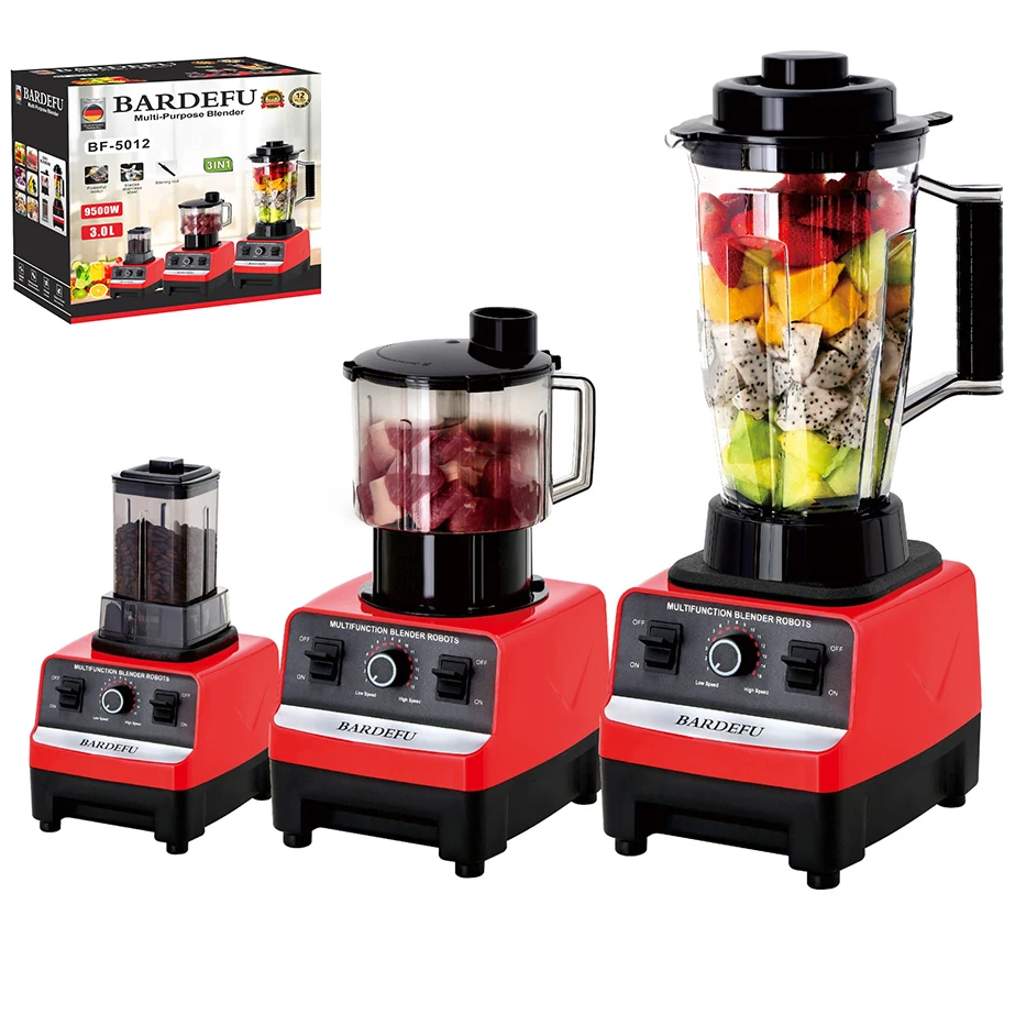 Multifunctional 3 in 1 9500w Professional Heavy Duty Commercial Mixer Smoothie Juicer Food Processor Silver Crest Blender