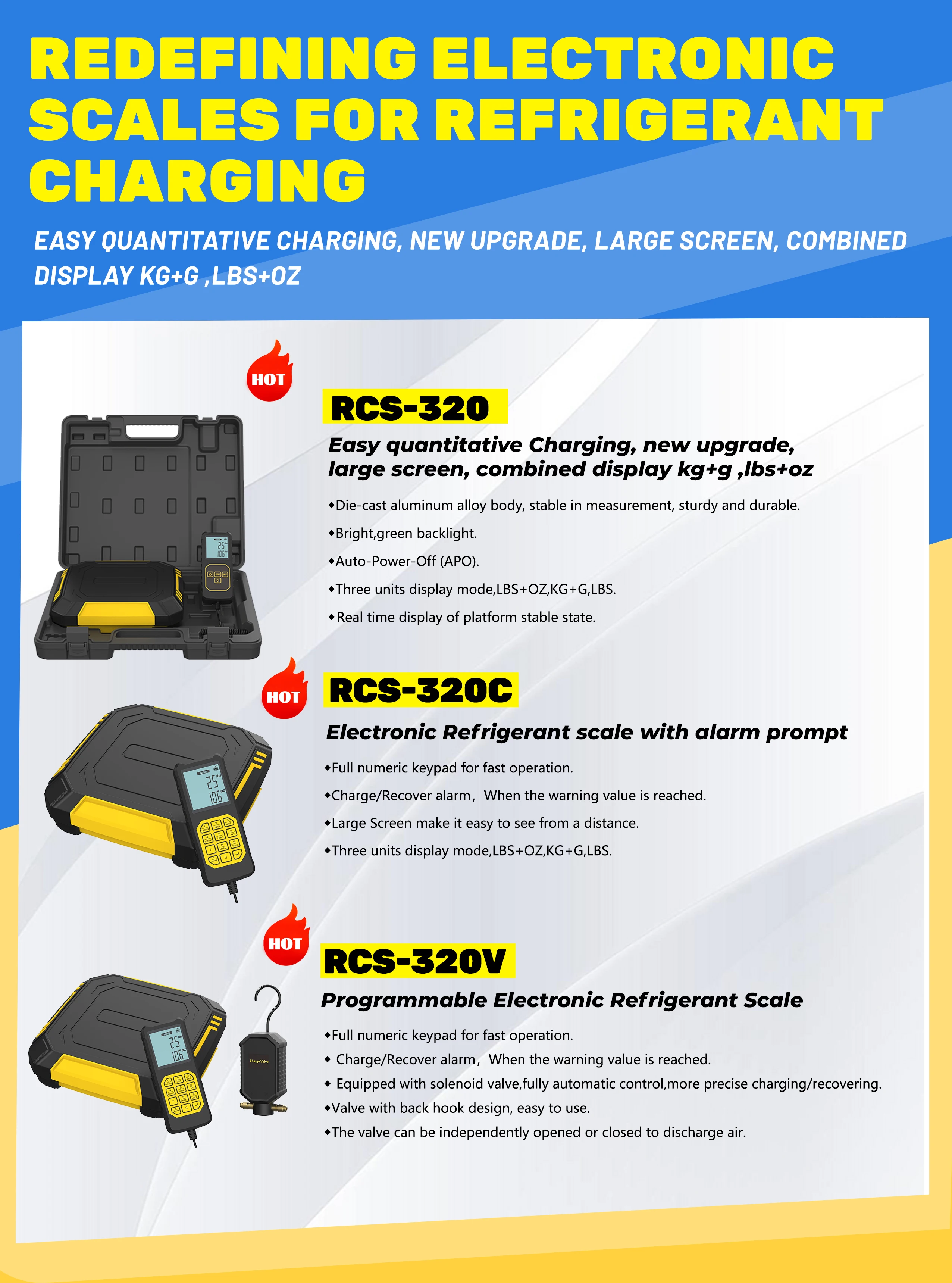 150KG Refrigerant Charging Scale RCS-320 - Large Screen, Multiple Power ...