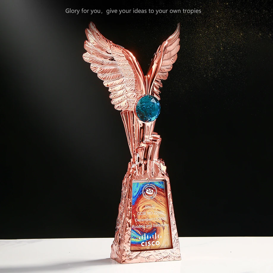 Благородный полимерный Золотой Серебряный Бронзовый Деловой Подарок с изображением животного крыла орла индивидуальный логотип украшение для дома и офиса награда за