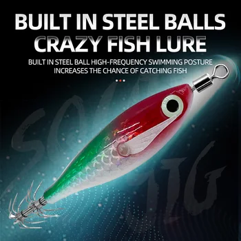 Glow Squid Jig Hook Saltwater Fishing Bait Artificial Egg Wood Shrimp Lures Sea Fishing Octopus Cuttlefish Squid Lure – Metal Jig – view 3