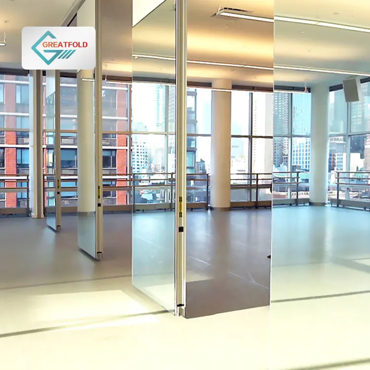 School Mirrored Gym Room Operable Partition Wall Sliding Dance Studio Mirror Movable Partition Wall Panel for Dance Studio