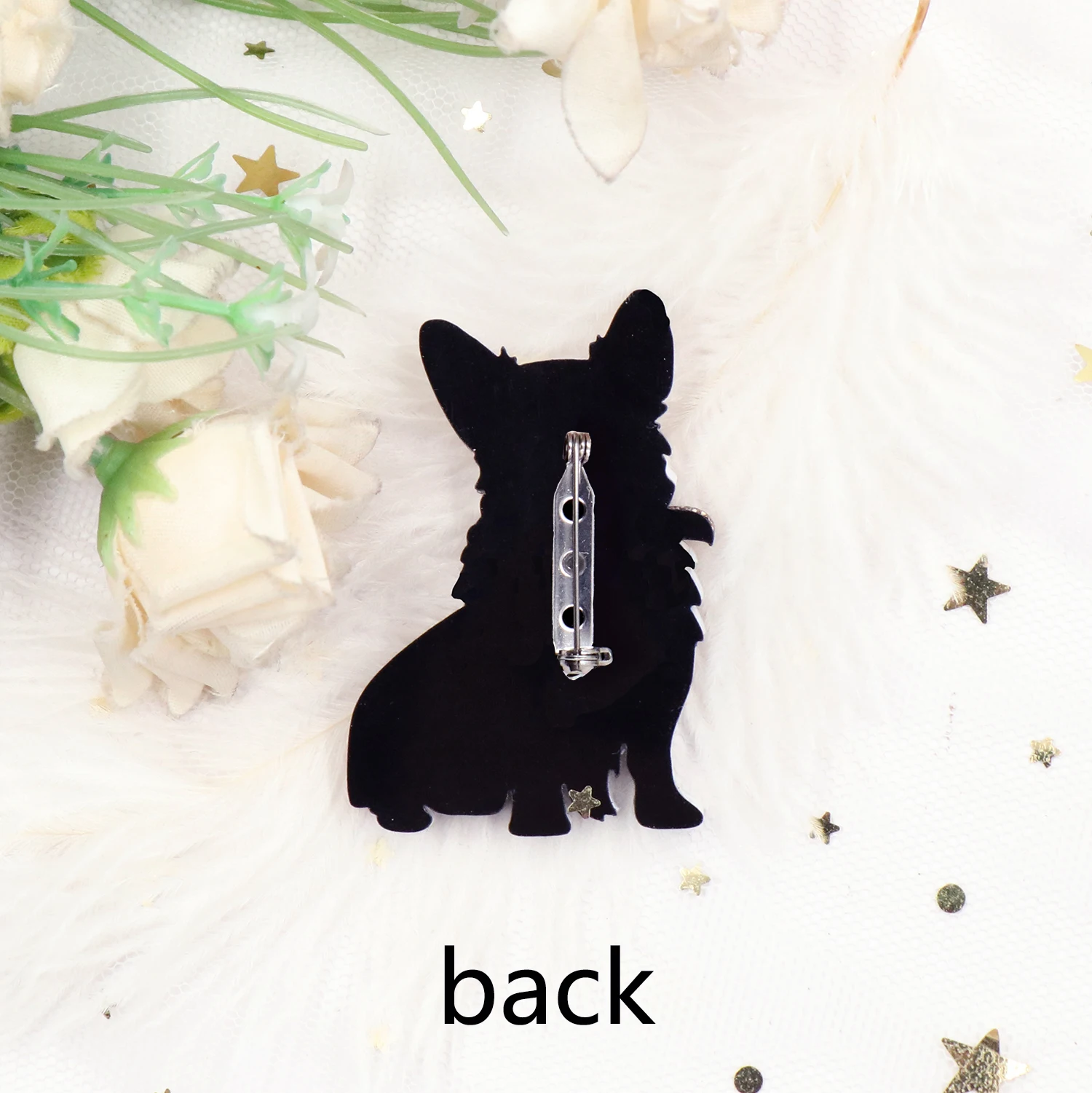 Customized MD155BH1073 Customized New Arrival Corgi dog Brooch (Safety Pin) cute Laser Cut Acrylic Jewelry Handmade manufacture