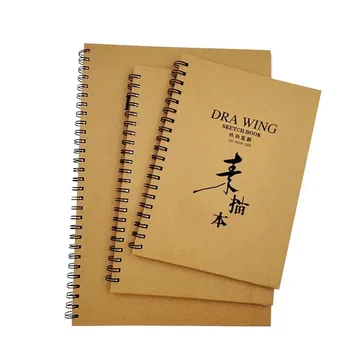 Printing Kraft Paper Spiral Notebook Cheap Student Sketchbook Natural Eco-friendly Blank Paper Softcover Note Book