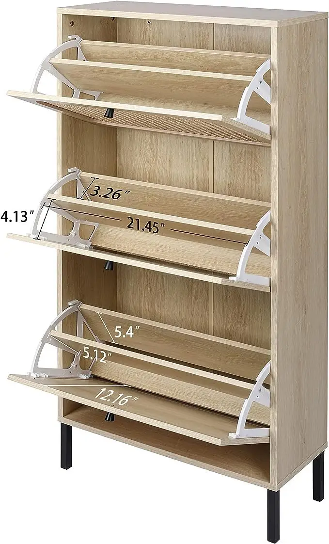 WHITE MODERN SHOE Cabinet Shoe Storage Organizer With 2 Flip Drawer For