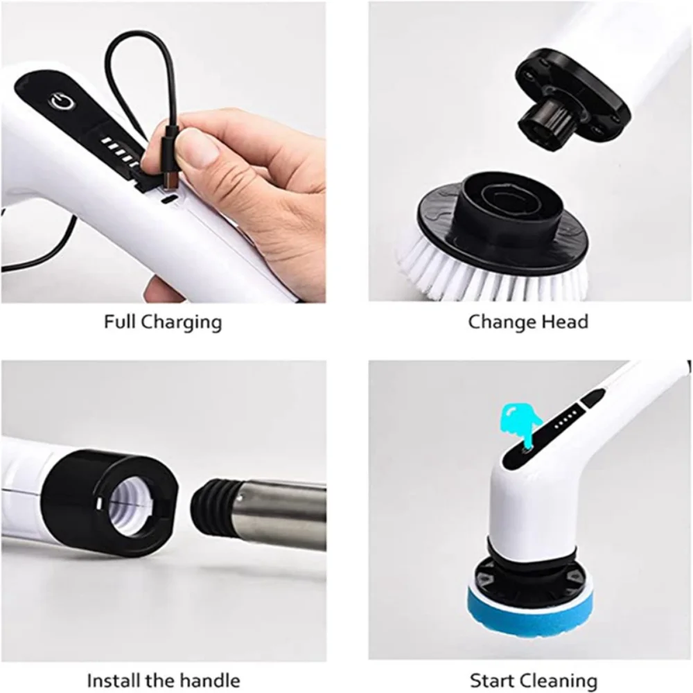 Wholesale 9-in-1 Electric Cleaning Brush Bathroom Extension Handle Spin ...