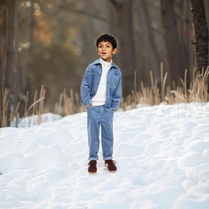 Custom Brand Casual Fit Cotton Corduroy Kids Teen Boys Two Piece Set 5 Pockets Solid Pattern Winter Clothing Guangdong Factory