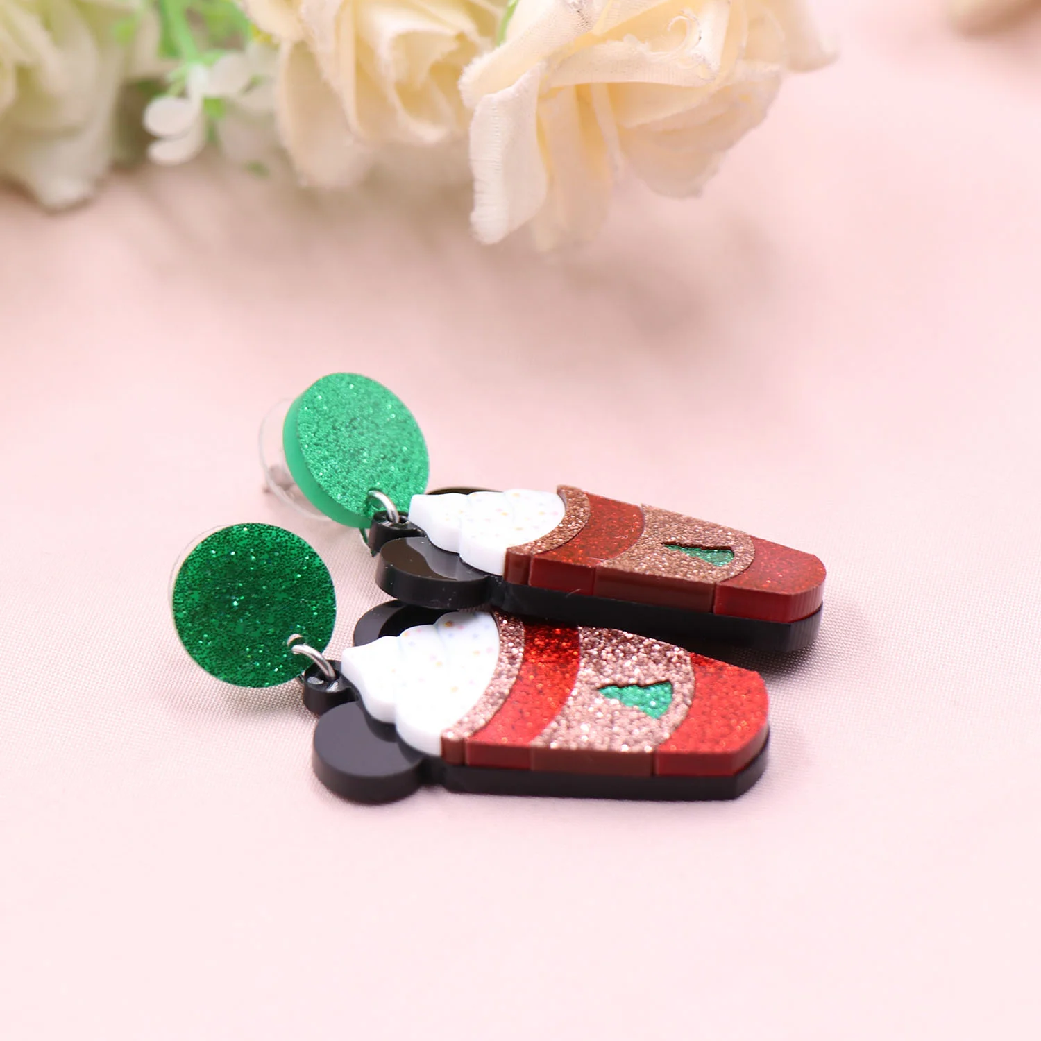 ERS733ER1547 (1pair)New product CN Drop mouse ice cream women's Cute Christmas Acrylic Earrings details