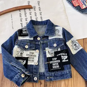 Custom Japanese-style Vintage Niche Children's Clothing Patchwork Children's Denim Jacket Top Clothes for Kids