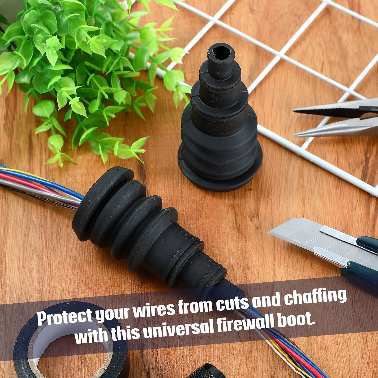 For Wire Bundles 3/8 to 1 Quick & Easy Grommet for Running Cable Through Firewalls & Bulkheads Safely Compatible with Any Vehicle Universal Firewall Boot Pack of 2 