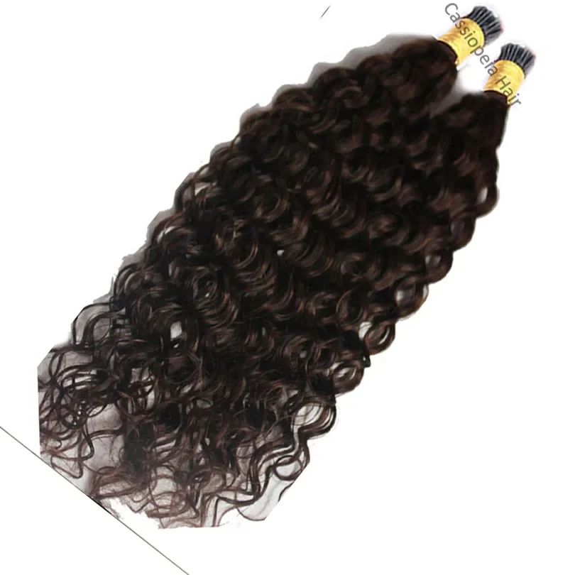 Brown Deep Curly I Tip Human Hair Extensions For Women_voghion.com