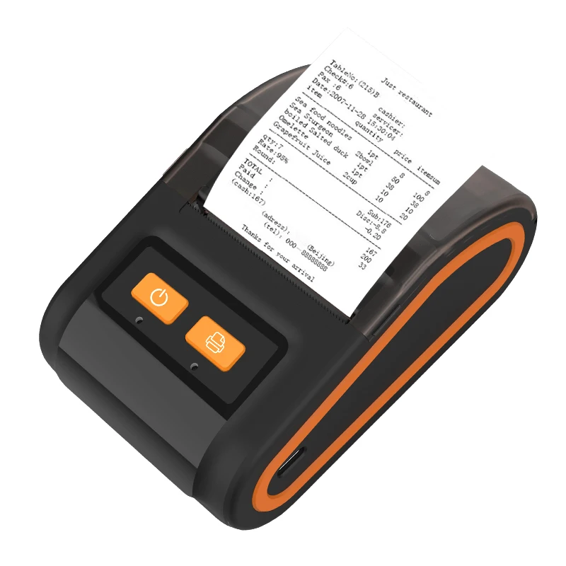 2 in 1 Small Portable BT 58mm Receipt Thermal Label Sticker Printer with Leather Bag