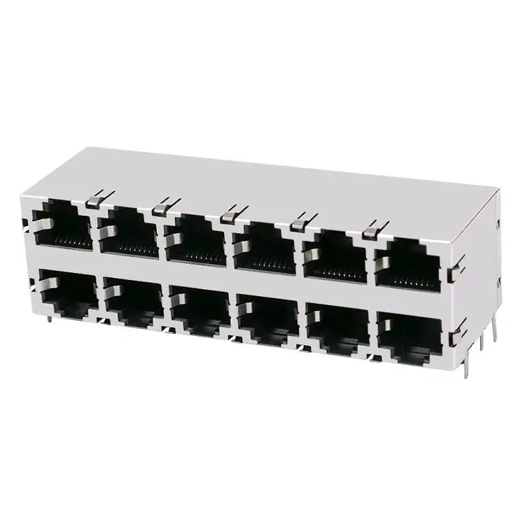 Free Sample 8P8C PCB Female Connector Modular RJ45 Jack 2x4 Ethernet Port Without Magnetic