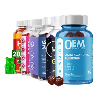 Anxiety Relief Improve Sleep Magnesium Citrate KSM-66 Ashwagandha Melatonin Hemp oil Gummies Capsules for Pain Stress Relief