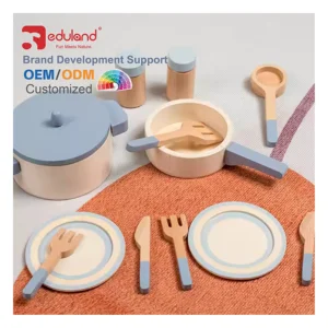 Mini Real Cooking Set Wood Kitchen Toys with Cooking Pot Toy for Kids