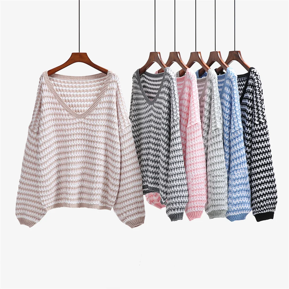 Suéter De Rayas Con Cuello En V Para Mujer,De Talla Grande Jersey De Otoño  E Invierno,Amazon,Novedad De 2021 - Buy Plus Tamaño Suéteres,Suéter De La  Rebeca Abrigo,Suéteres Product on Alibaba.com