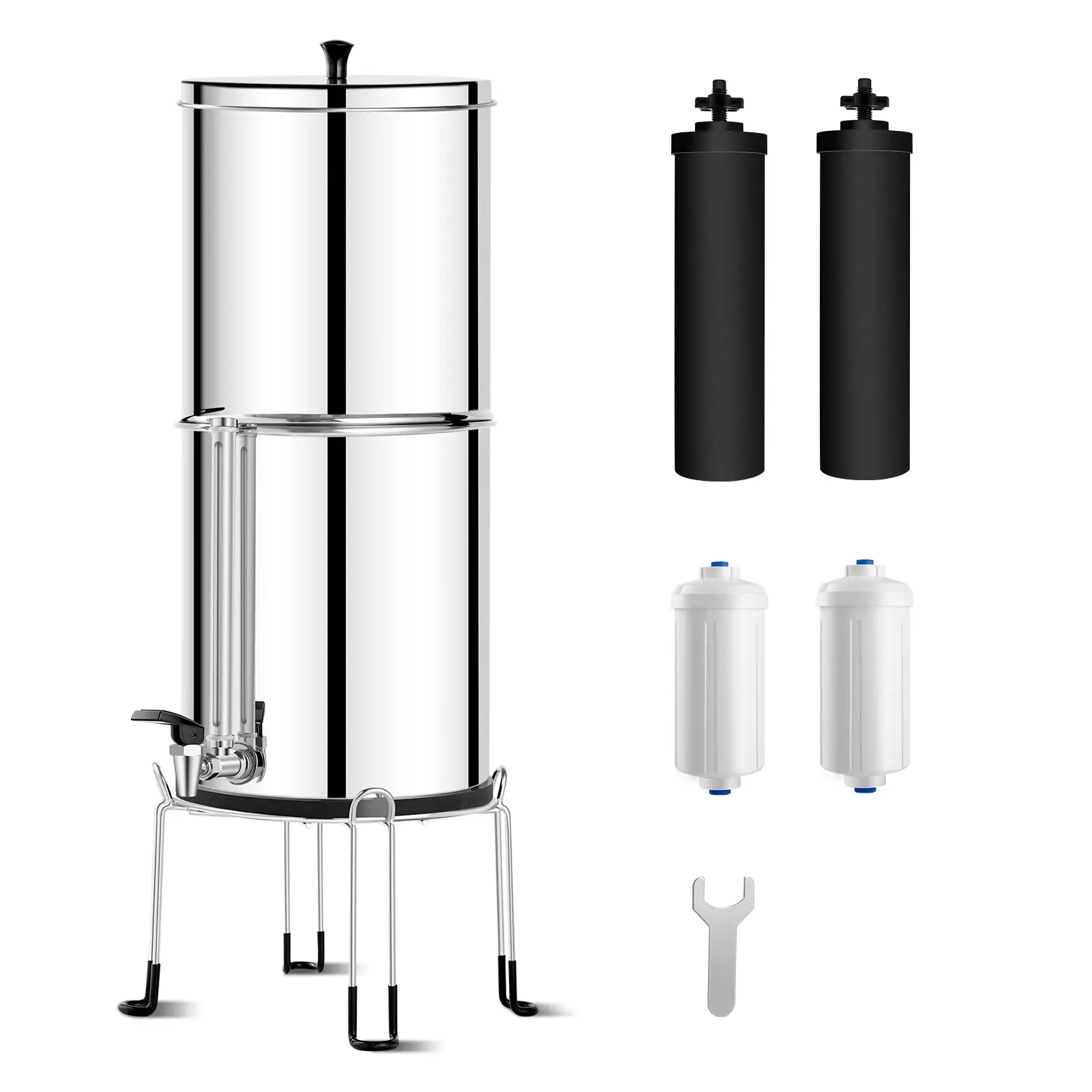 Gravity inlet filtration system 2.25G Stainless-Steel Countertop Water ...