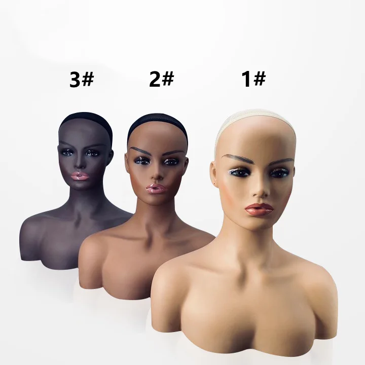 PVC Customize Makeup Female Mannequin Wig Display Mannequin Heads with Shoulders