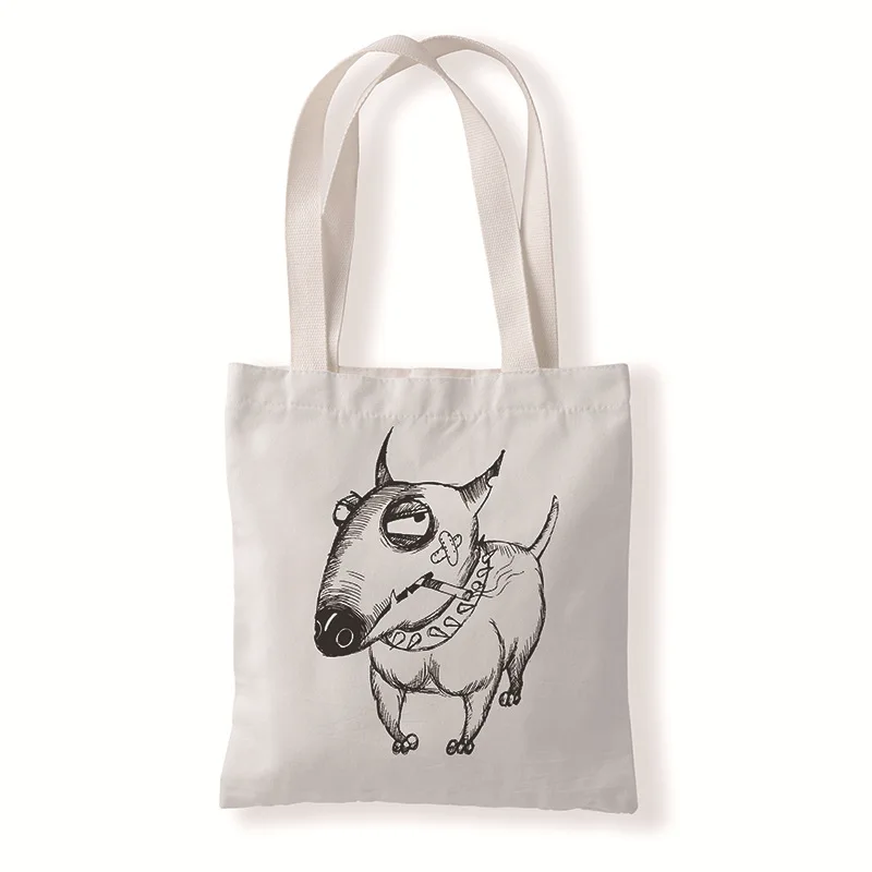 High Quality Cotton Canvas Tote Bag Rope Handle Medium Size Fashionable Letter Pattern Custom Logo Eco-Friendly Shopping Bags manufacture