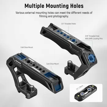 NEEWER Top Handle and NATO Rail Kit, Comfort Silicone Grip with Quick Release NATO Clamp, 3 Cold Shoes and 1/4" 3/8" ARRI detail image