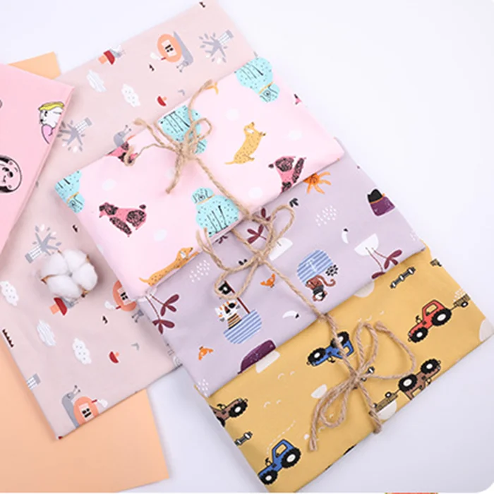 Двусторонняя трикотажная ткань 40S из хлопка и спандекса с мультяшным принтом для футболок нижнего белья