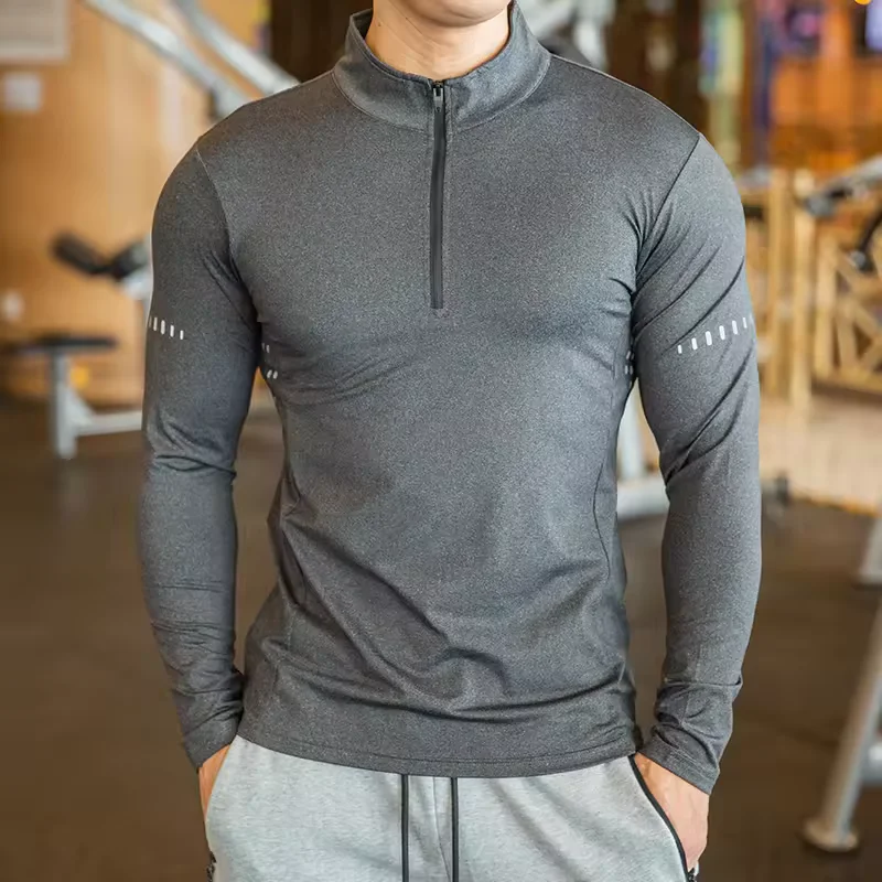 Wholesale Price Athletic Running Training Wear Tracksuits Breathable Gym  Compression Long Sleeve 1/4 Quarter Zip Pullover Shirt