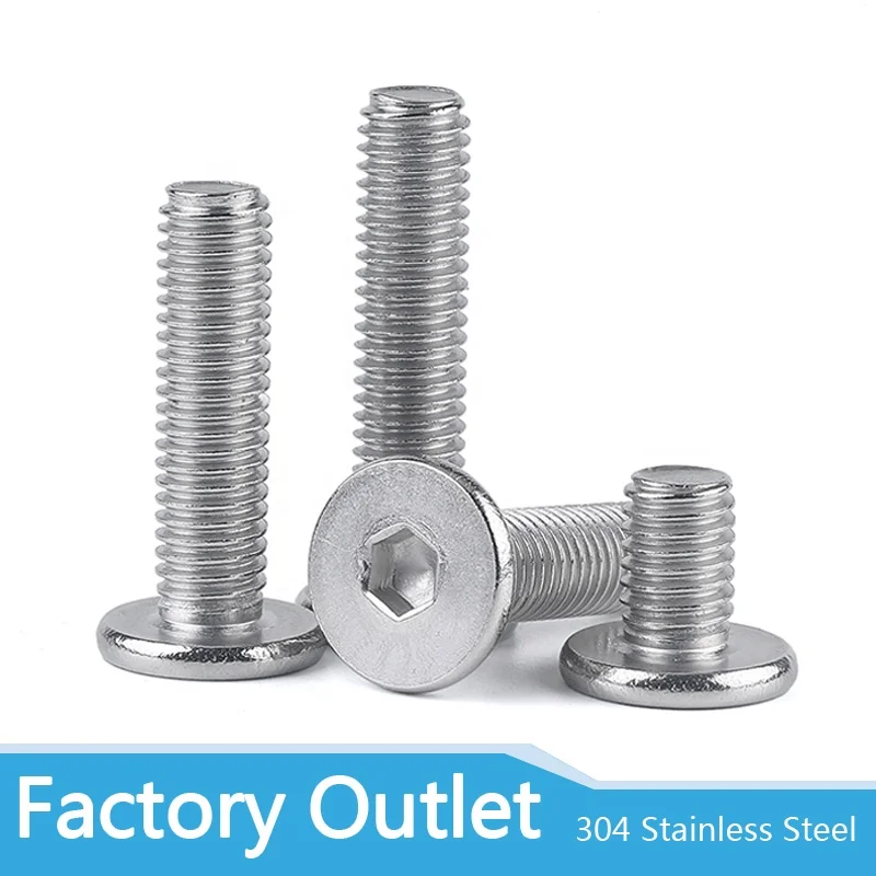 304 Stainless Steel Allen Hex Socket Utrathin Flat Head Screws M2 M2.5 M3 Select 