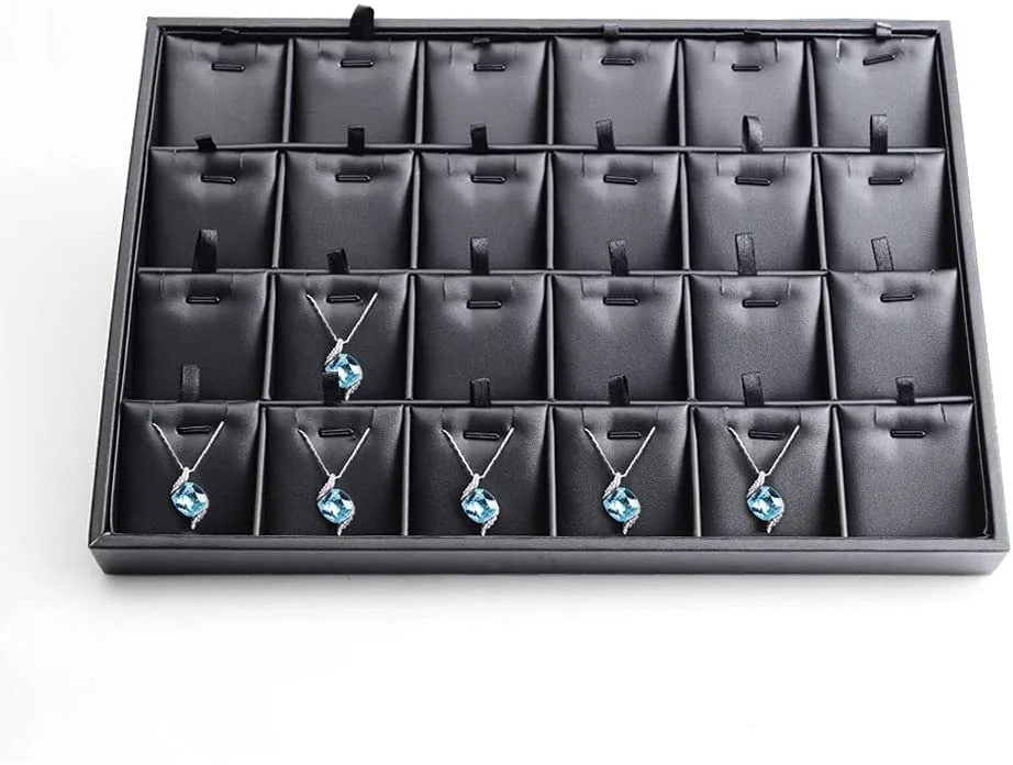 Sesi Custom Luxury Black Leather Jewelry Tray 35 Cm Stackable Bracelet