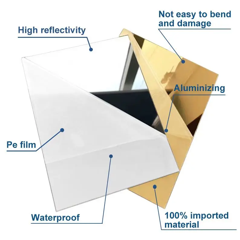 Mirror Sheet Manufacturer Gold Mirror Acrylic Sheet 16mm Mirror