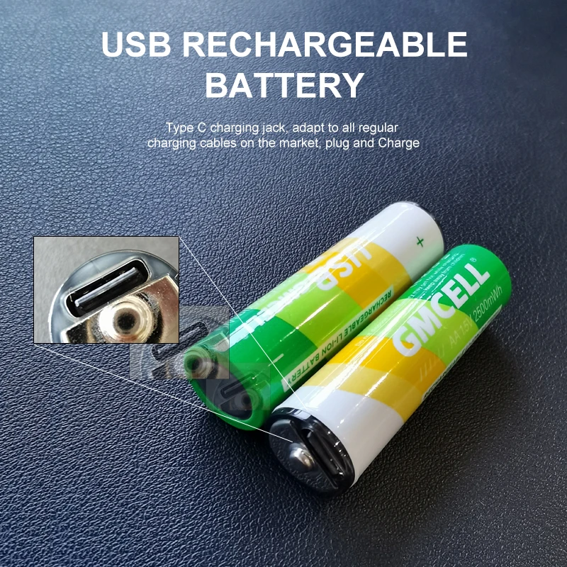 Gmcell Liion Reusable Usb Chargeable Battery Usb Typec Rechargeable
