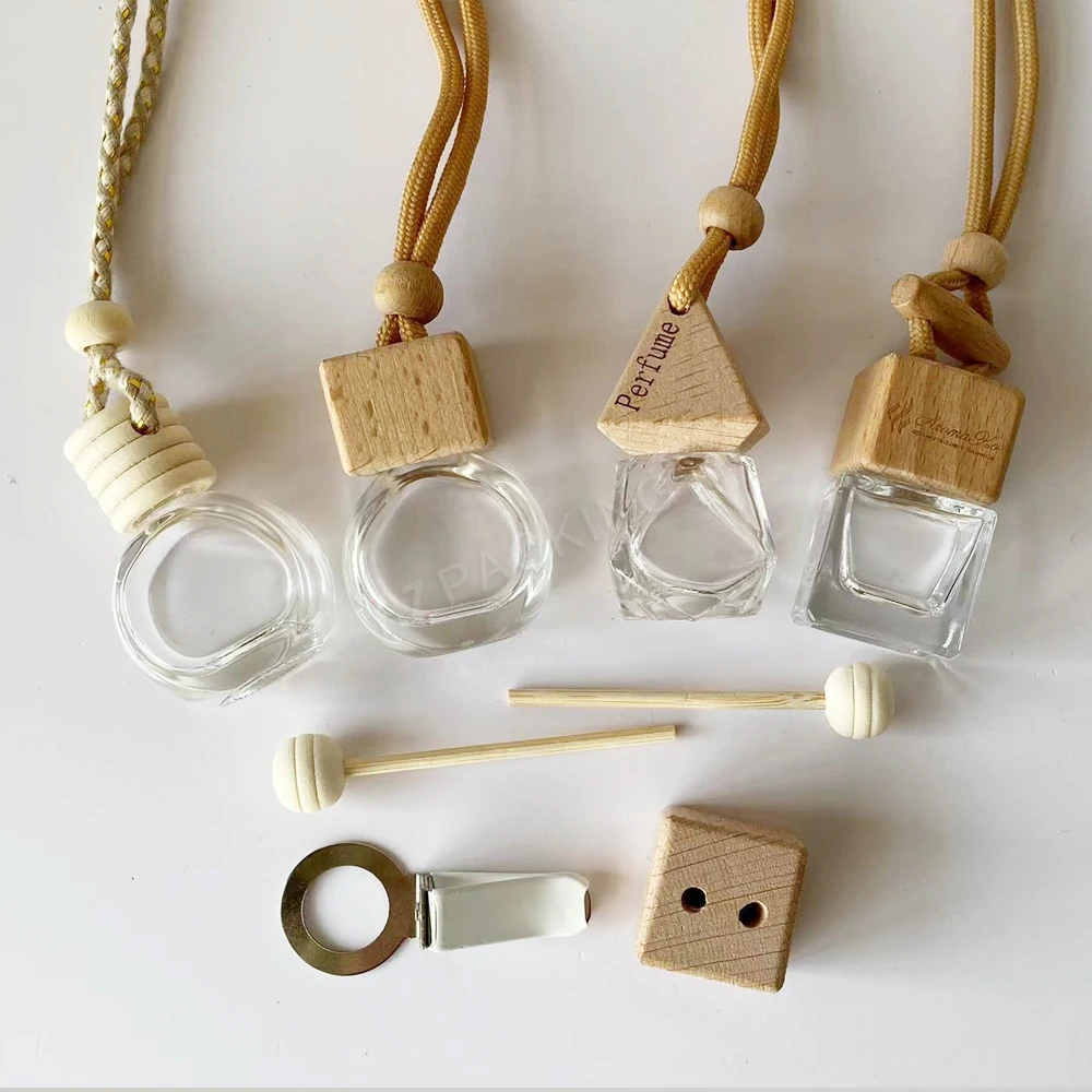 Custom Logo Round Triangle Square Shape Glass Car Perfume Bottles