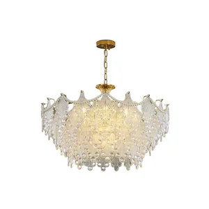 Round  Nordic Glass Shell Living Room Steel Hanging Lamps Modern Luxury Large LED Chandelier Pendant Lights for Kitchen Island