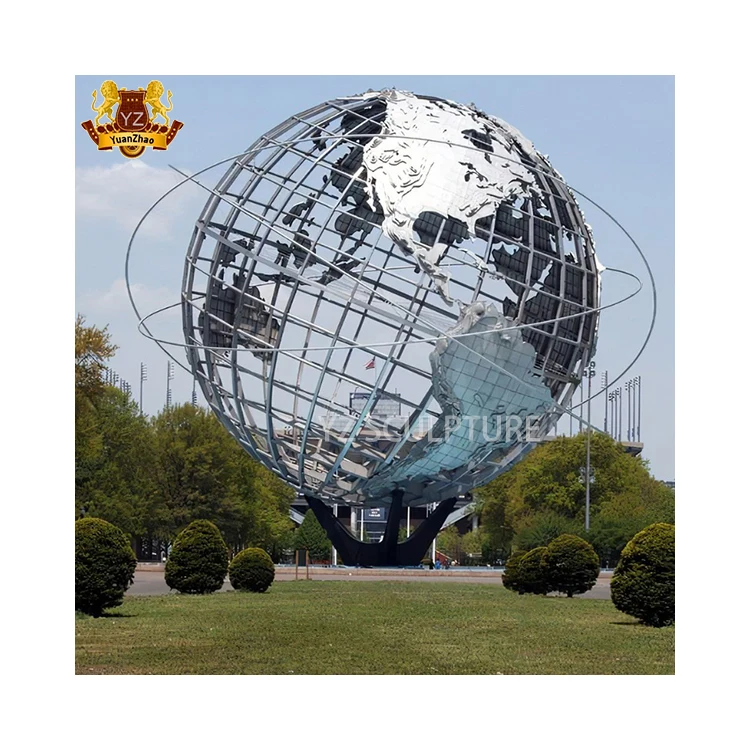 Custom Modern Outdoor Garden Large Outdoor Metal Globe Sphere Sculpture Polished Stainless Steel
