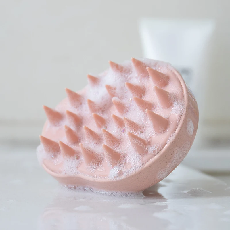 Wheat Straw Silicone Hair Brush Shampoo Brush Scalp Custom Waterproof