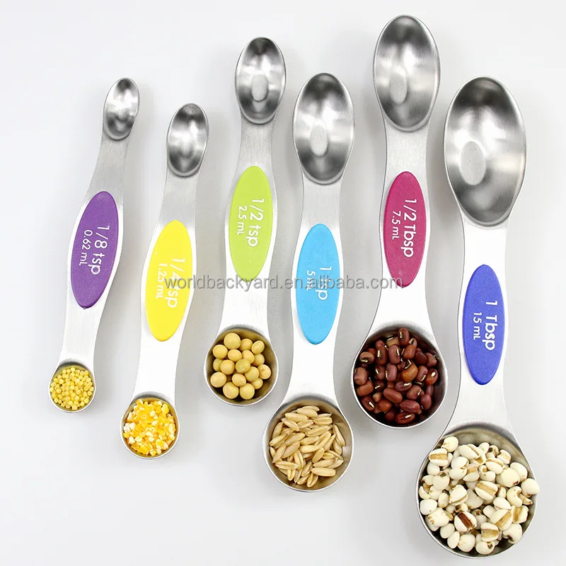 Measuring Spoons Set Stainless Steel Leveler Spoons Stackable Metal Measuring Cups And
