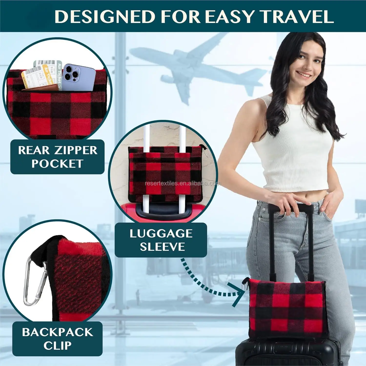 Fashional Premium Promotional Gift Handbag Shopping Sports Hiking Camping Aircraft Car Travel Picnics Party Throw Blanket 100%