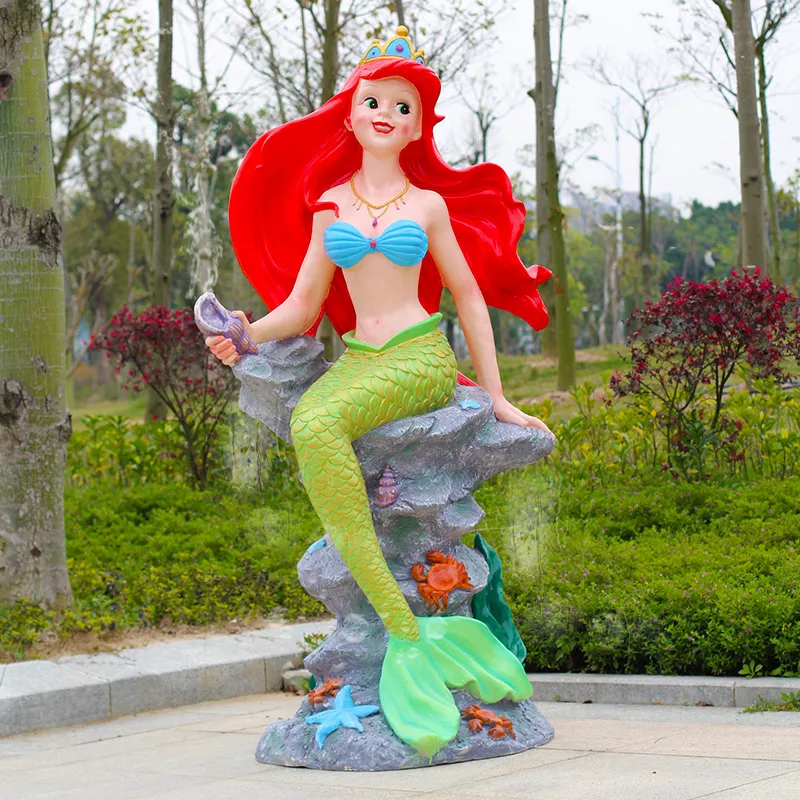 Персонализированные декоративные статуи для парка скульптура русалки из стекловолокна в натуральную величину водяного фонтана