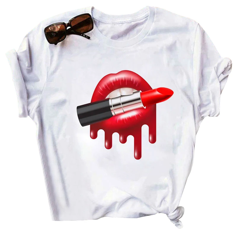 In Stock Short Sleeve T Shirt Women Red 