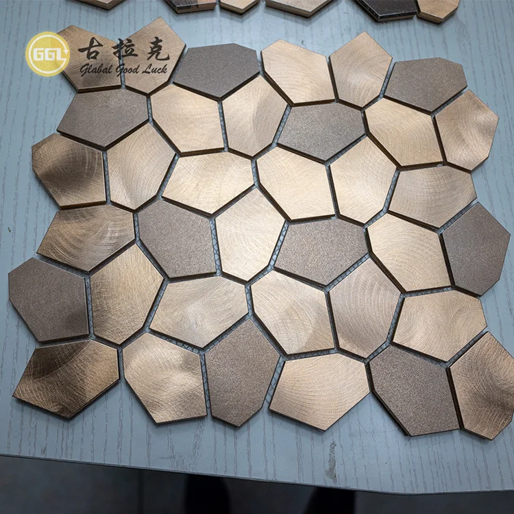 Antique Retro Bronze Metal Copper Tiles Mosaic Tile for High End Hotel Restaurant Wall Decoration