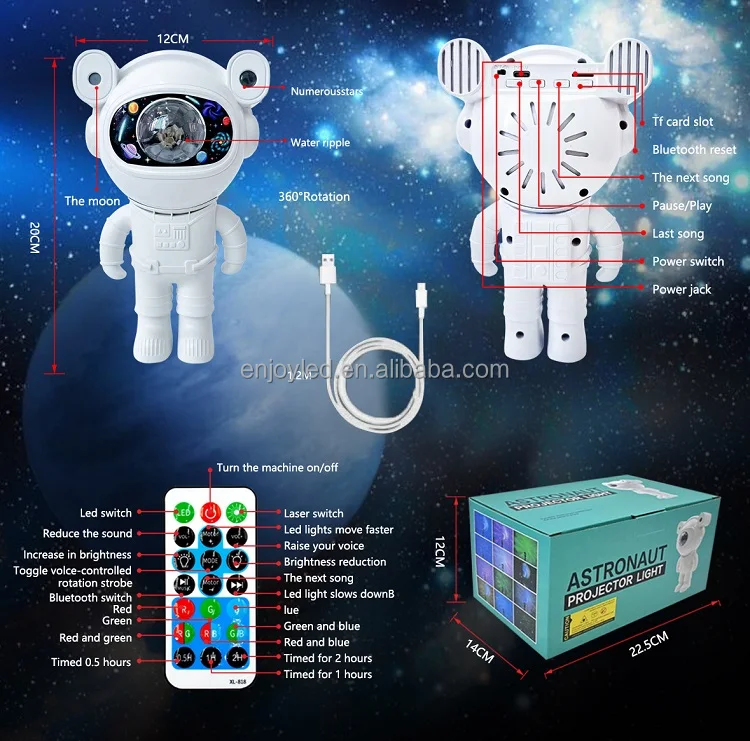 Astronaut Star Projection Light - Modern LED Night Lamp