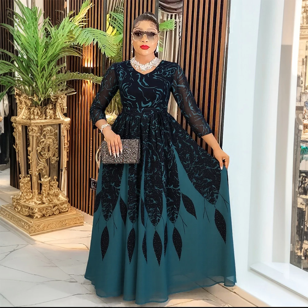 H & D New Style African Ladies Dress Dashiki Party Dress Traditional  African Evening Long Dress